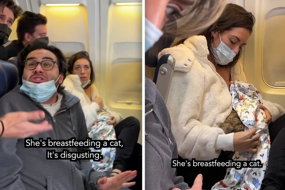 Is this woman really breastfeeding a cat?