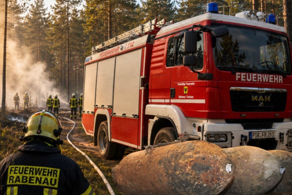 Waldbrand und Explosionsgefahr: Großeinsatz in der Dippoldiswalder Heide