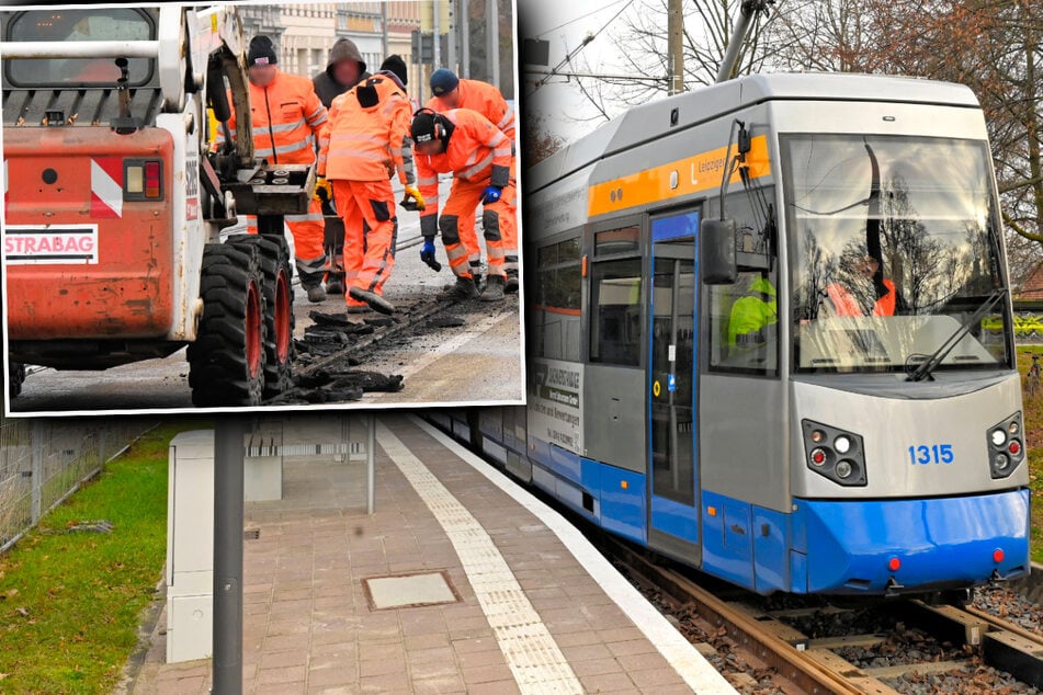 Sechs Wochen nach tödlichem Arbeitsunfall in Leipzig: Erste Tram passiert Unglücksstelle