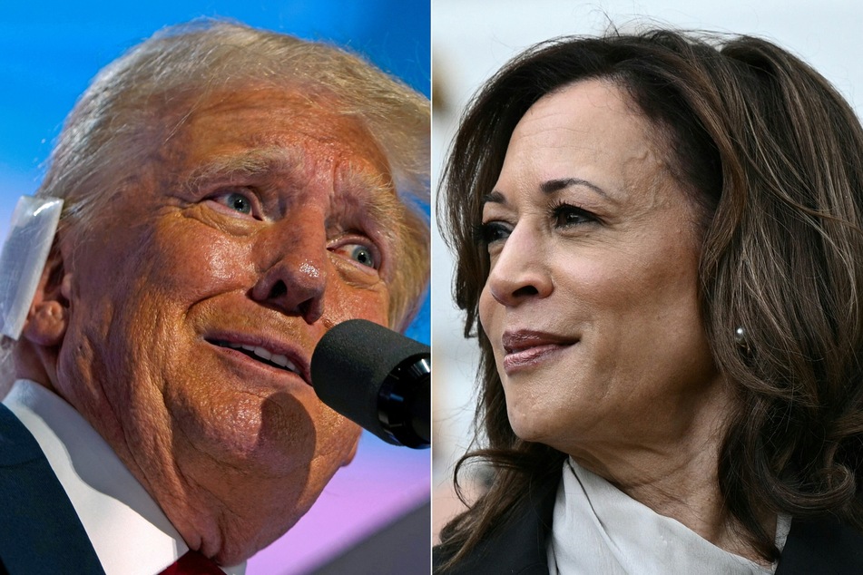 Vice President Kamala Harris (r.) blasted Donald Trump in a speech before confirming that she had secured the number of delegates necessary to clinch the Democratic Party's presidential nomination.