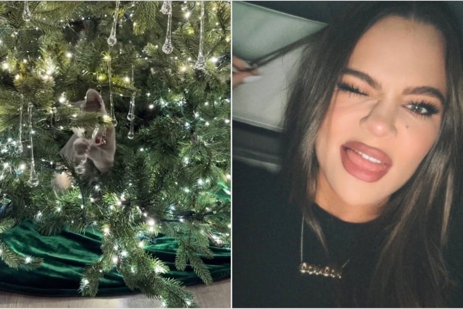 Khloé Kardashian shows off lavish Christmas decor and adorable pet kitty