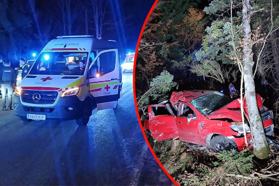 Betrunkener Fahrer kommt von der Straße ab und stürzt Abhang hinunter