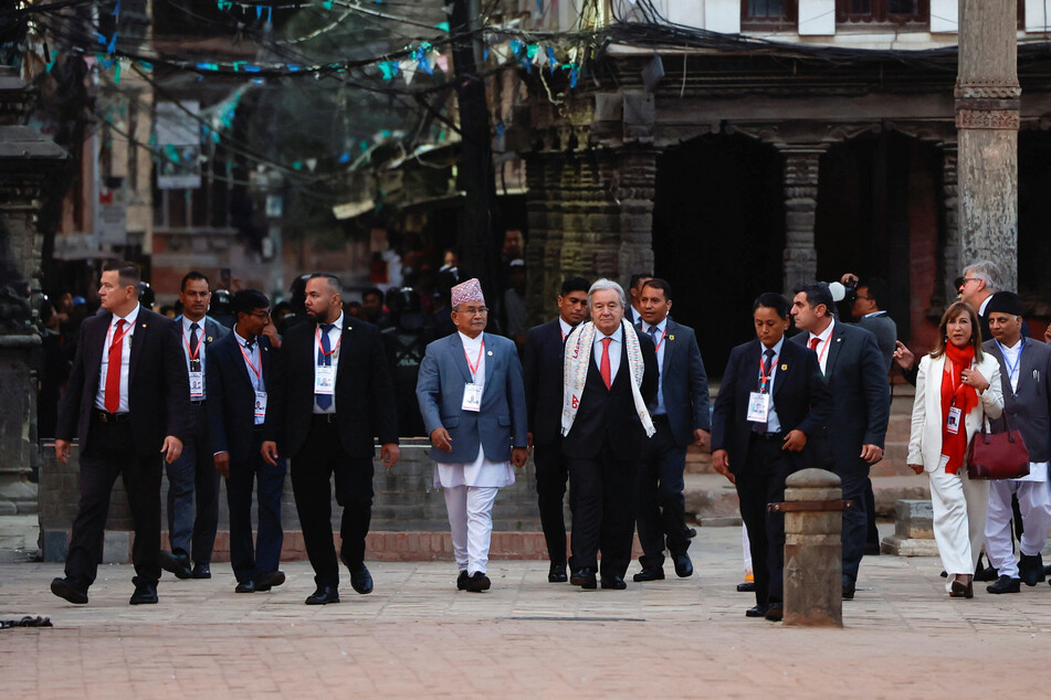 United Nations Secretary-General Antonio Guterres visits Patan Durbar Square, a UNESCO world heritage site, in Lalitpur, Nepal.