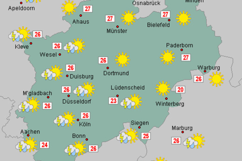 Trotz des wechselhaften Wetters bleibt es in Nordrhein-Westfalen die nächsten Tage weiterhin spätsommerlich warm.