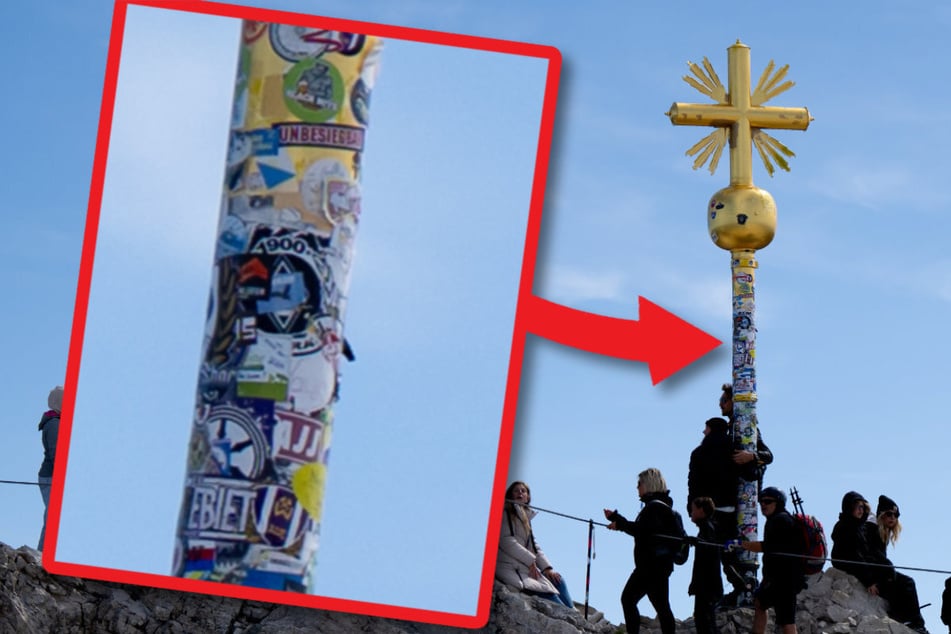 Kleben und kleben lassen? Die Sticker-Wut der Zugspitze-Besucher hat zunehmend Überhand genommen.