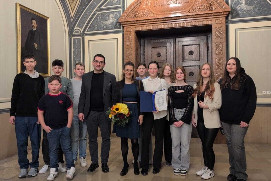 Die Demokratiegruppe der Unteren Luisenschule erhielt auch den Friedenspreis der Stadt Chemnitz.