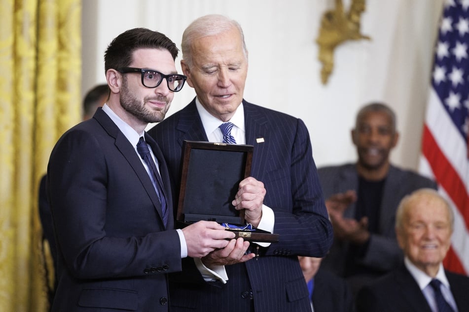 Alex Soros accepted the presidential Medal of Freedom from ex-President Joe Biden on behalf of his father in January.