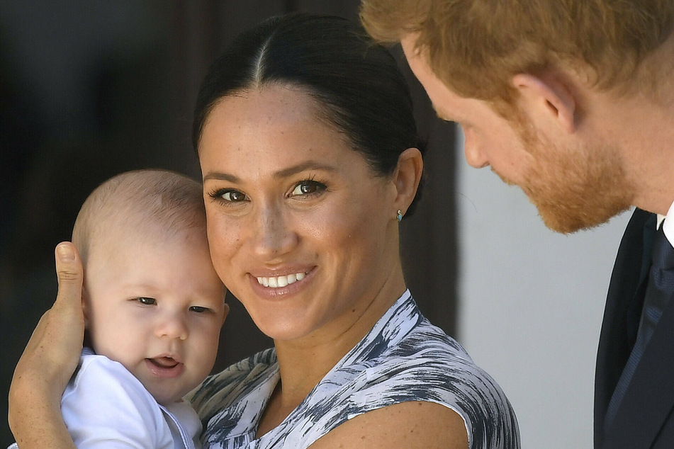 Meghan with son Archie and husband, Prince Harry. Meghan is due to give birth to a daughter this summer.