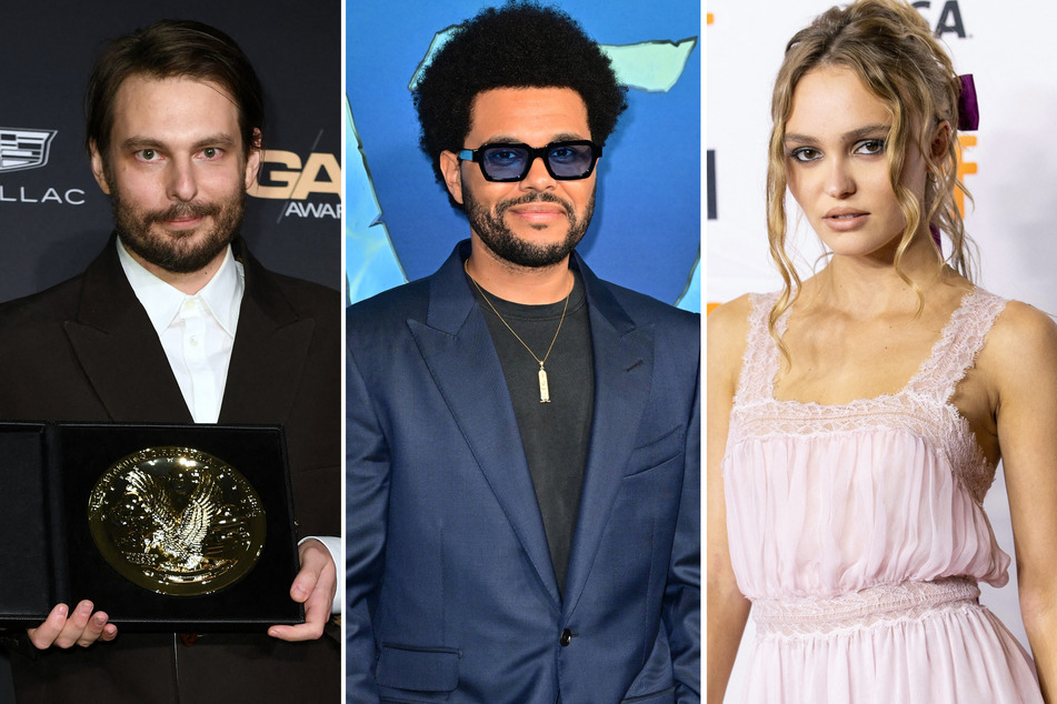 The Idol was co-created by Sam Levinson (l) and Abel Tesfaye (c), better known as The Weeknd. It also stars Lily-Rose Depp (r).
