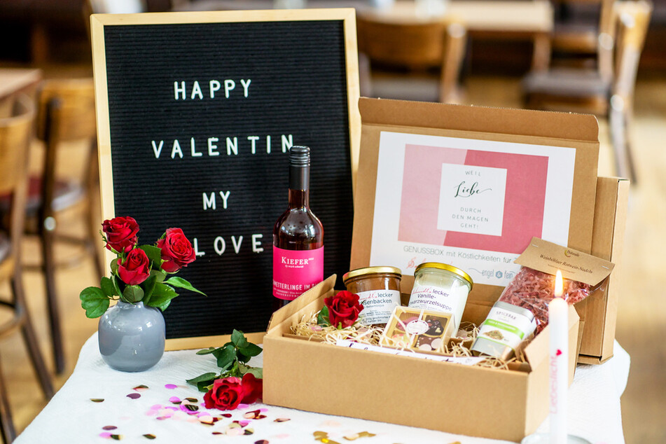 Die Valentinsbox von "Engel&fein" enthält regionale Produkte, aus denen sich schnell ein Menü zaubern lässt.