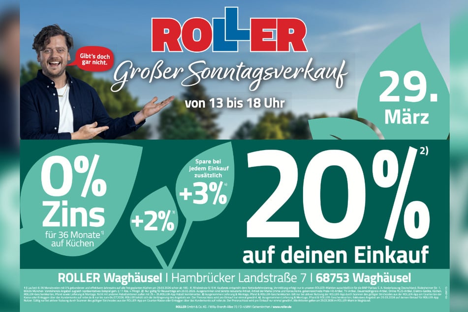 Der verkaufsoffene Sonntag (29.3.) bei ROLLER in Waghäusel steigt von 13 bis 18 Uhr.