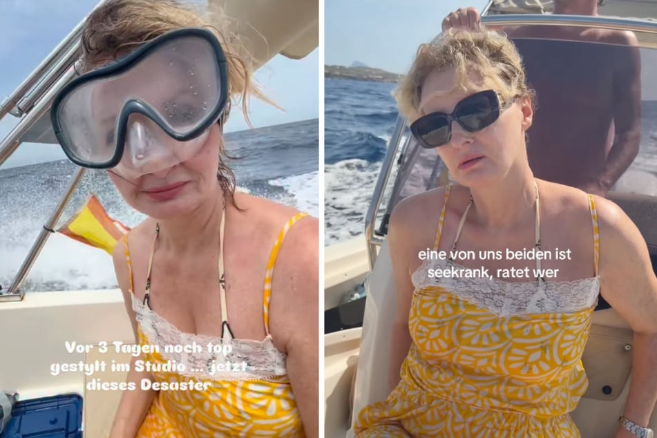 Während eines Bootsausflugs wurde die RTL-Moderatorin plötzlich ganz übel seekrank.