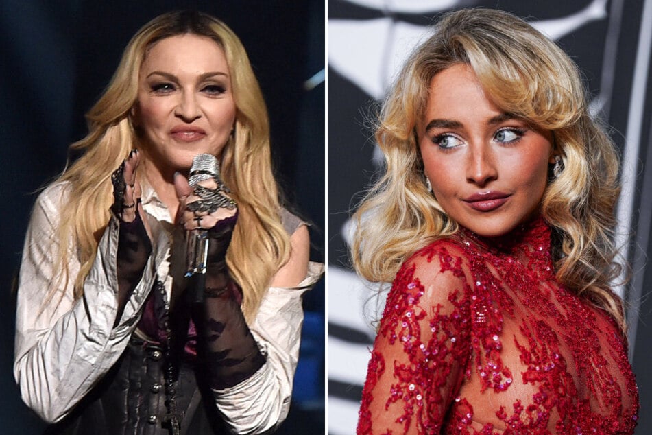 Sabrina Carpenter (r.) brought out Madonna (l.) during her Coachella Weekend 2 headlining set on Friday night.