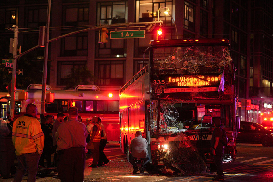 A double-decker tour bus was involved in an accident with another bus in New York City on Thursday evening.