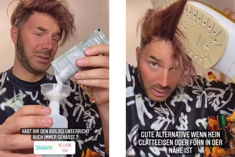 Sam Dylan (30) demonstrierte bei Instagram ein eigens durchgeführtes Umstyling seiner Haarpracht - mit ziemlich eigenwilligen Mittel.