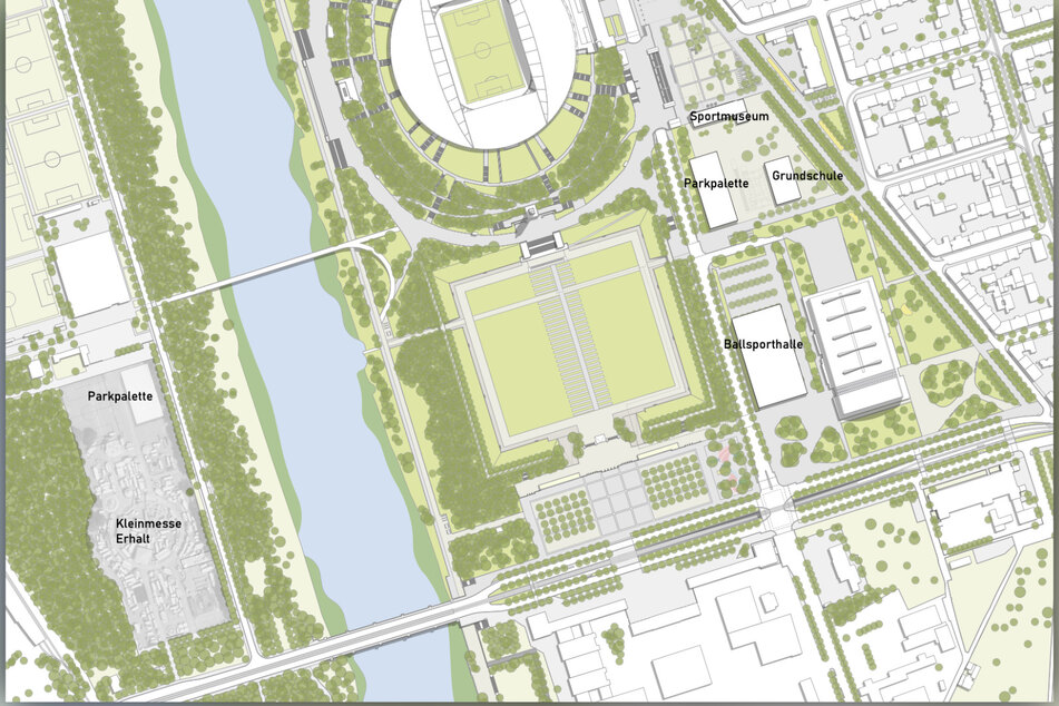 Das Leipziger Stadionumfeld soll sich in den nächsten zehn Jahren nicht unerheblich verändern, wie Pläne der Stadt zeigen.