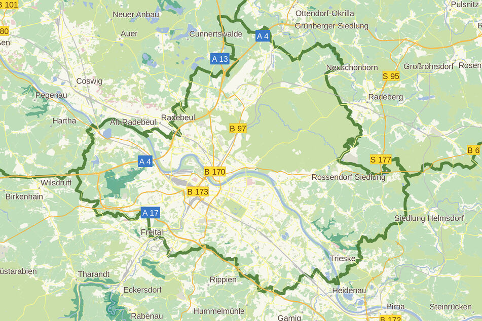 Die Grenzen der Landeshauptstadt sind in Natura unsichtbar. Erst auf Karten wird das über 139 Kilometer lange "Band" sichtbar.