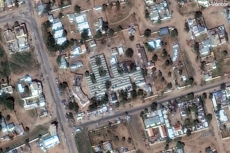 A satellite image by Vantor taken on October 30, 2025, shows the Saudi hospital in El-Fasher, Sudan, from above.