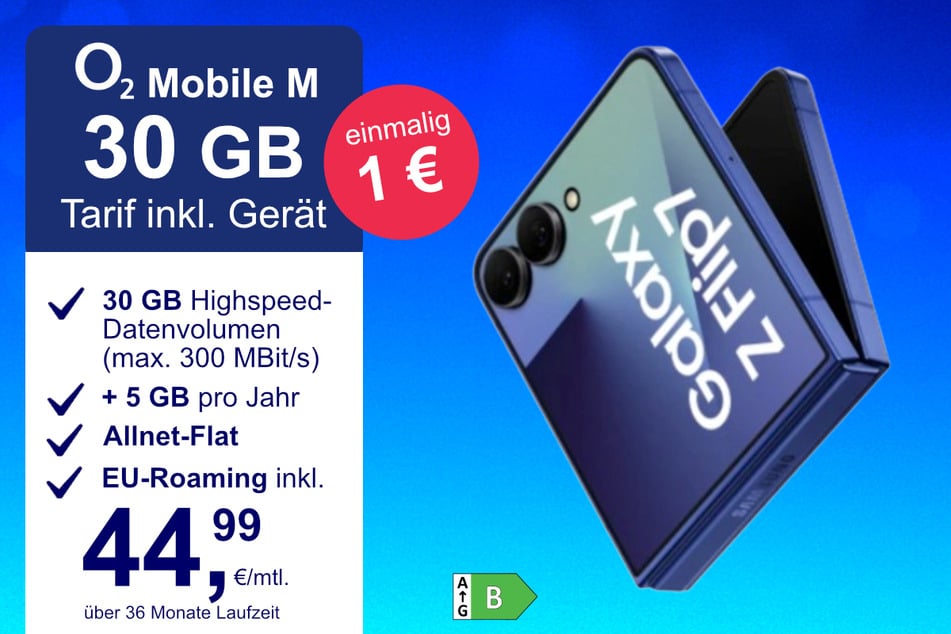 Das Samsung Galaxy Z Flip7 im o2 Mobile M für einmalig 1 Euro.