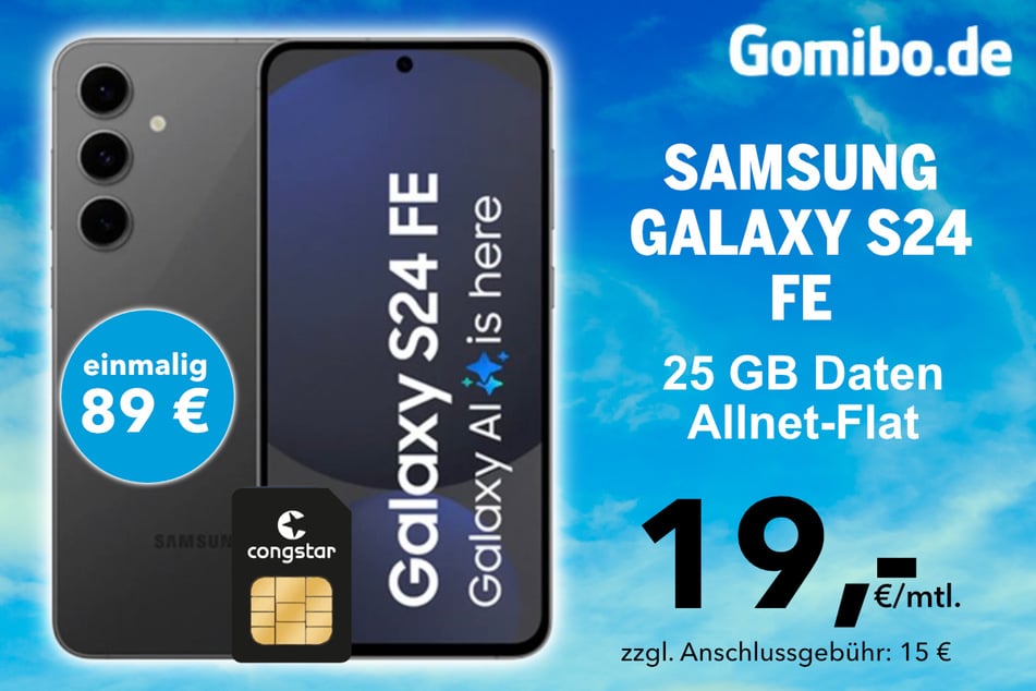 Das Samsung Galaxy S24 FE in der 25 GB Congstar Allnet-Flat für 19 Euro pro Monat.