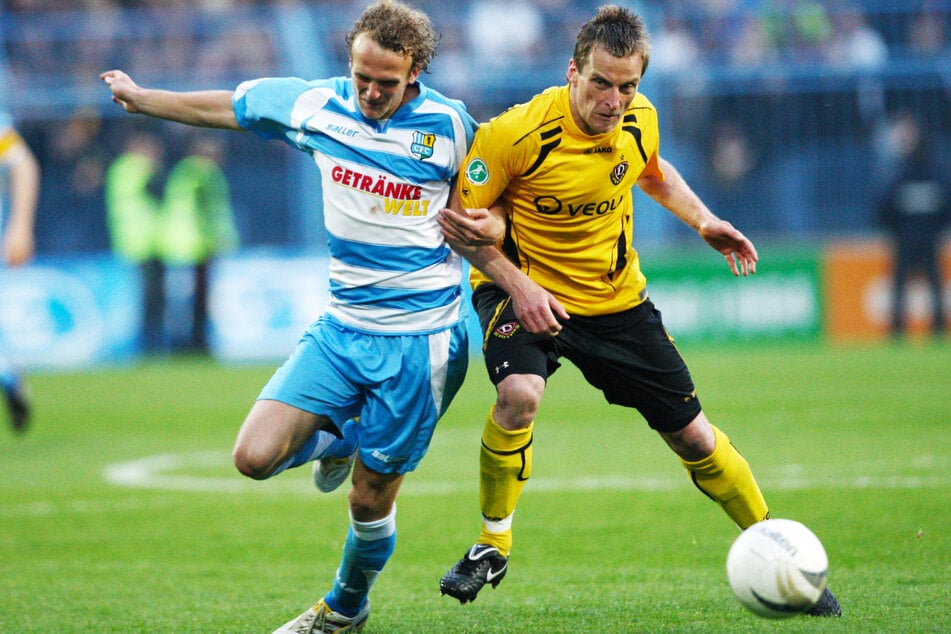 Ronny Nikol (47, r.) spielte von 2007 bis 2010 bei Dynamo Dresden, absolvierte 85 Spiele (ein Tor, fünf Vorlagen) und beackerte meist die linke Defensivseite.