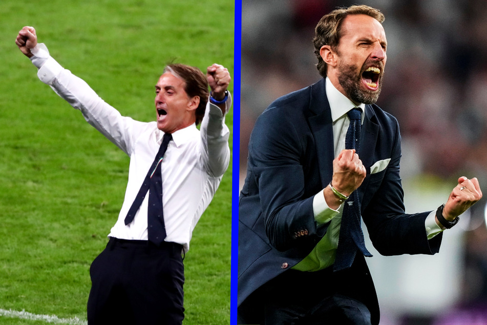 Wer wird am Ende jubeln? Italiens Trainer Roberto Mancini (56, l.) oder Englands Coach Gareth Southgate (50)?