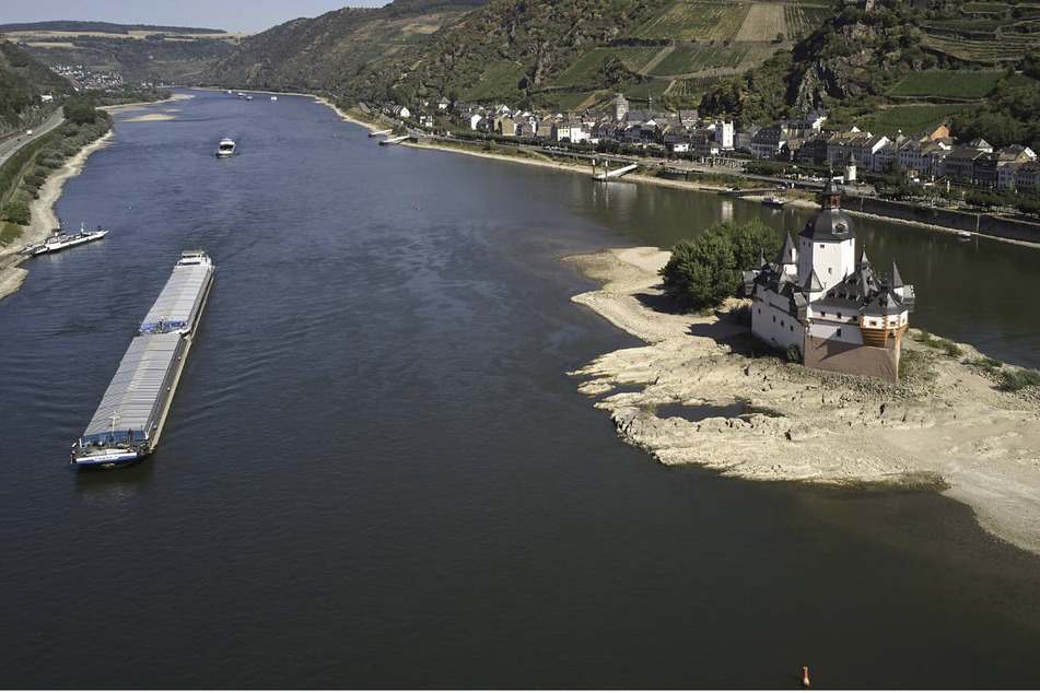 Rhein-Schifffahrt: Pegel bei Kaub nur noch bei 37 Zentimetern