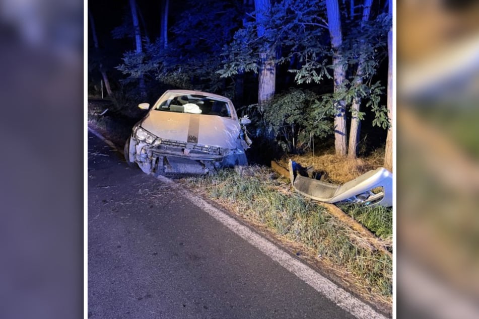 Ein VW war in Gommern in einen Straßengraben gerutscht, doch der Unfallfahrer war nicht aufzufinden.