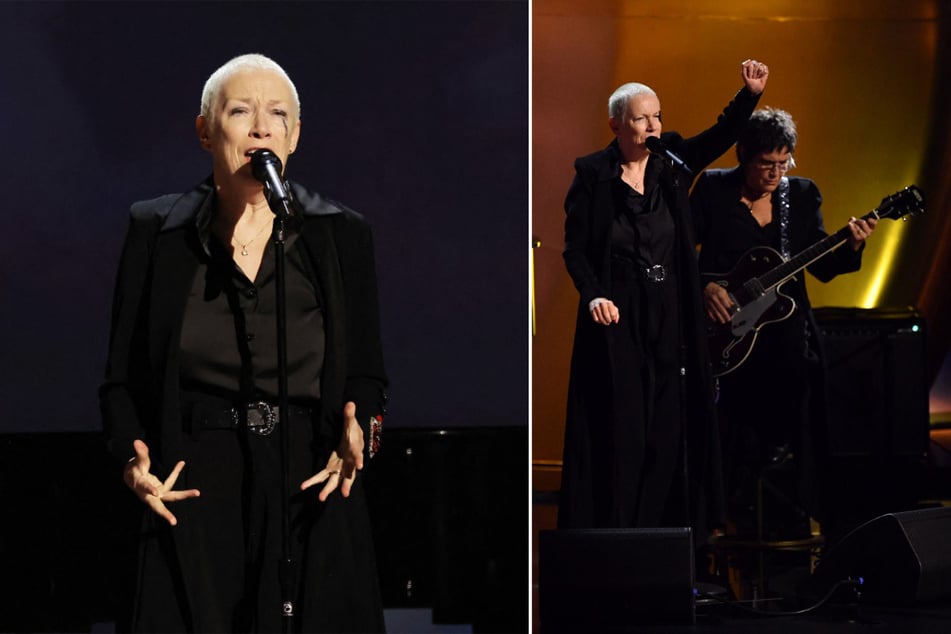 Annie Lennox calls for Gaza ceasefire in Sinéad O’Connor tribute as hundreds rally at Grammys