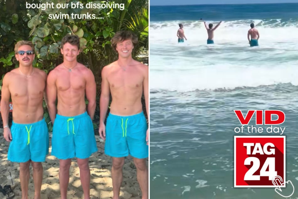 These girlfriends gave their boyfriends dissolving swim trunks for the beach and their reactions are priceless!