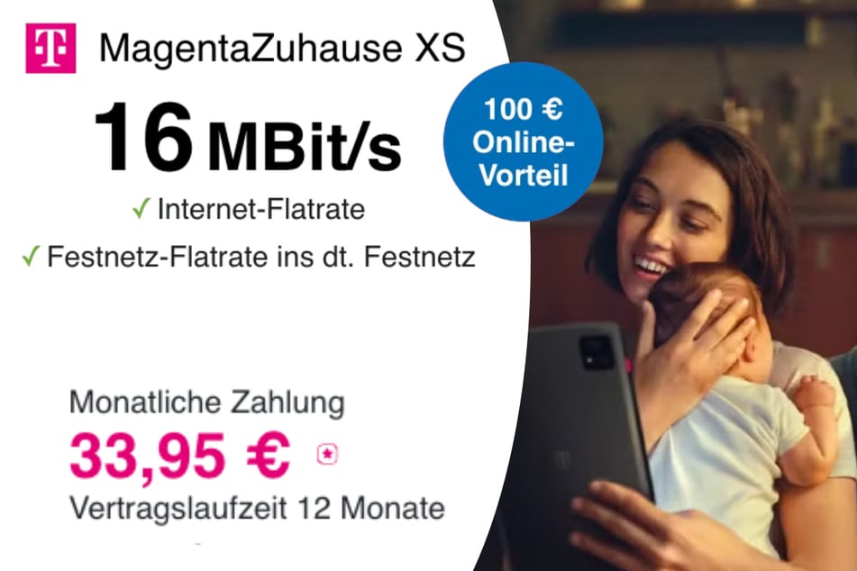 Der MagentaZuhause XS mit 16 MBit/s für 33,95 Euro pro Monat.