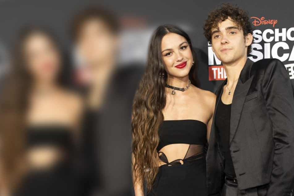 Olivia Rodrigo (l) reunited with her rumored ex Joshua Bassett on the red carpet for the premiere of High School Musical: The Musical: The Series: Season 3 premiere.