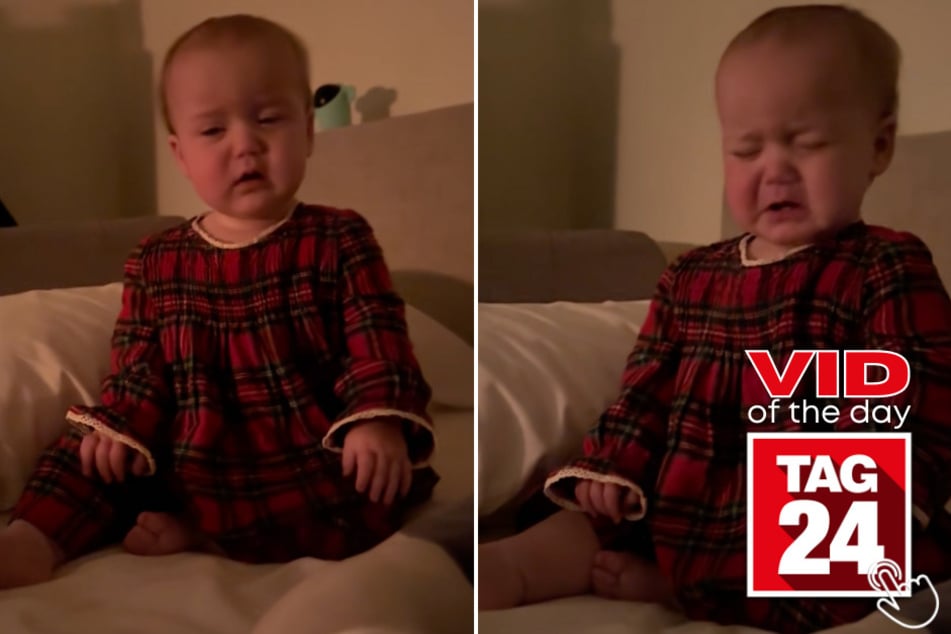 This exhausted baby keeps nodding off mid-cry, but the FOMO won't let her sleep!