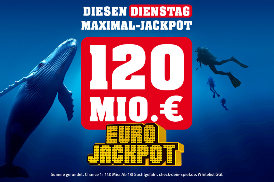 Maximaljackpot: Am Dienstag (4.5.) liegen 120 Mio. Euro im Eurojackpot.