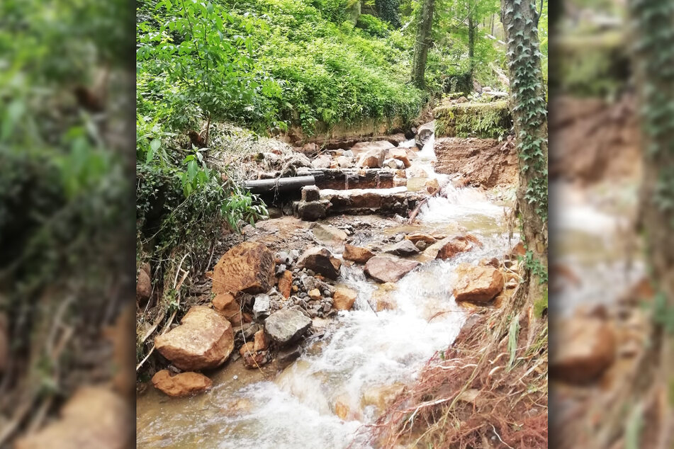 Starkregen hat den berühmten Lichtenhainer Wasserfall im Juli zerstört.