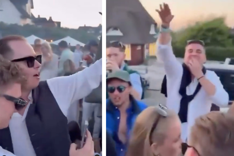 Ein verstörendes Video von Pfingsten in Kampen auf Sylt ging am Donnerstag viral: Ein Mann hebt den rechten Arm zum verbotenen Hitlergruß, es wird gejubelt und rechtsextreme Parolen gesungen.