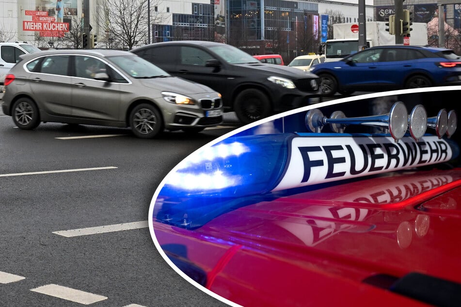 Dresden: Dresdner Feuerwehr will Brand löschen: Plötzlich fährt Auto in Einsatzstelle