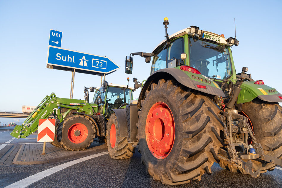 Bauern blockieren wieder Thüringens Autobahnzufahrten