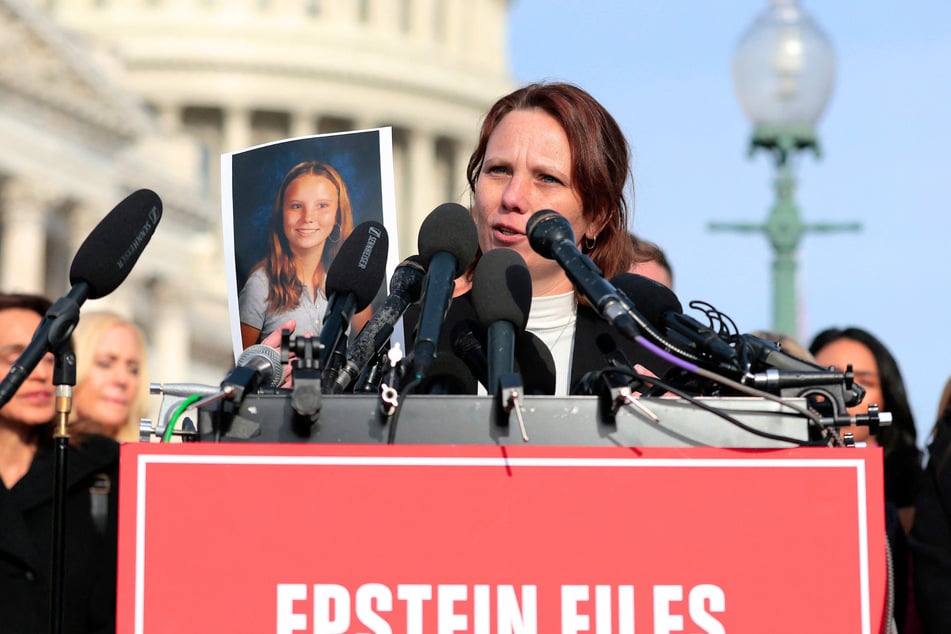 Jena Lisa Jones (pictured), a survivor of sex offender Jeffrey Epstein, spoke out against the Trump administration in a new interview.