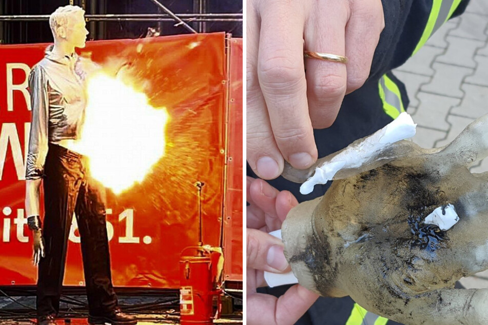 Anhand eines Dummys zeigte die Berliner Feuerwehr, wie gefährlich Feuerwerkskörper sein können.