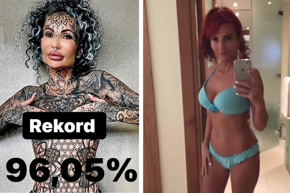 Adrianna Eisenbach's skin is 96.05% tattooed, making her the most tattooed woman in Poland.