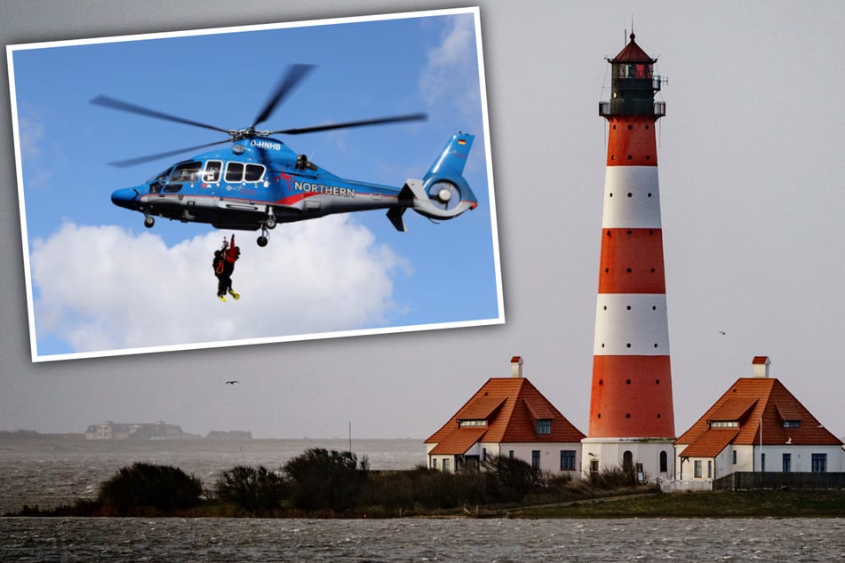Wattwanderin von Wasser eingeschlossen: Rettung per Hubschrauber