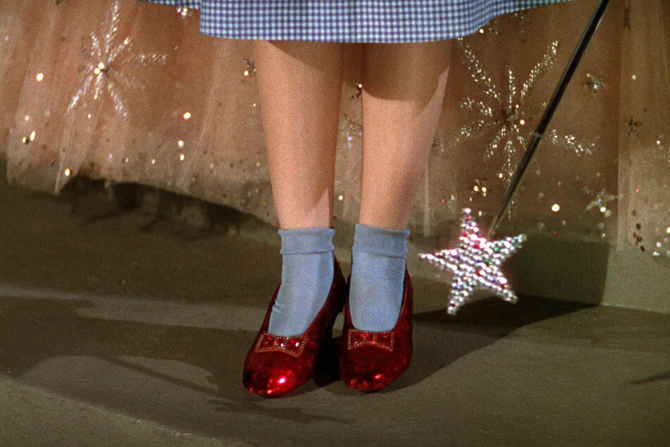 The slippers are among four pairs that Garland wore during the making of The Wizard of Oz.