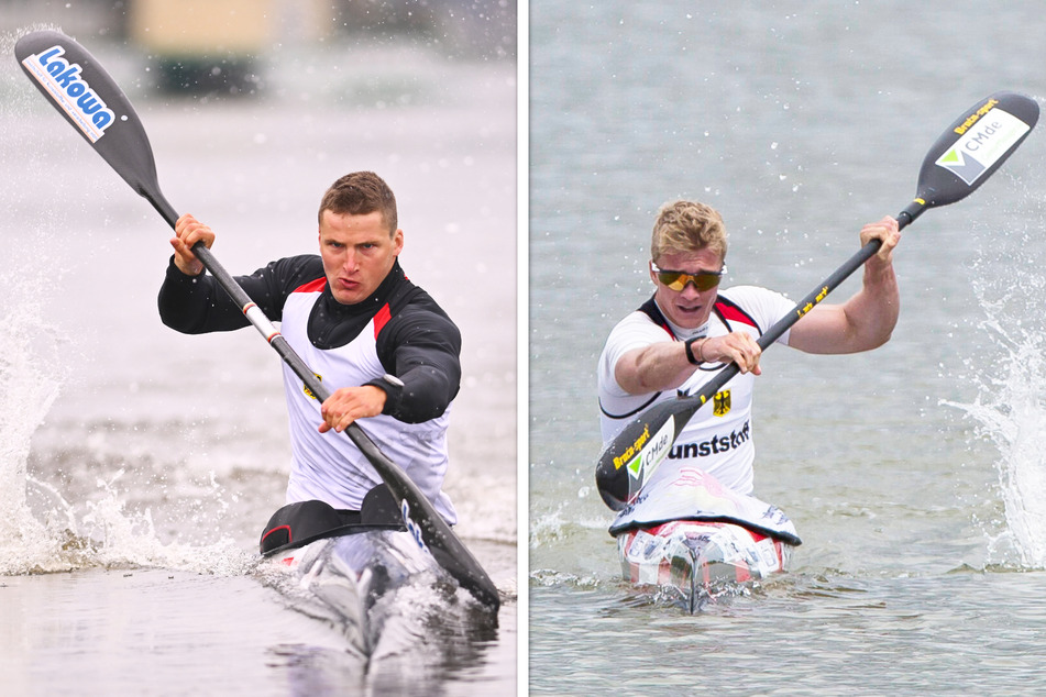 Duelliert sich Tom Liebscher-Lucz (30, l.) im August 2025 auf dem Zwingerteich mit seinem Vierer-Kollegen Jacob Schopf (24) um Gold bei den Finals? Die Chance ist da.