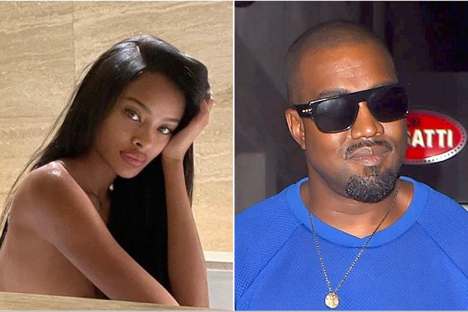 Kanye West (r) is apparently dating model Vinetria (l), who was spotted with the rapper on Sunday at a basketball game.