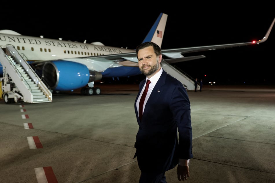 Vice President JD Vance is pictured in Hungary before boarding Air Force Two to return to Washington April 8, 2026.