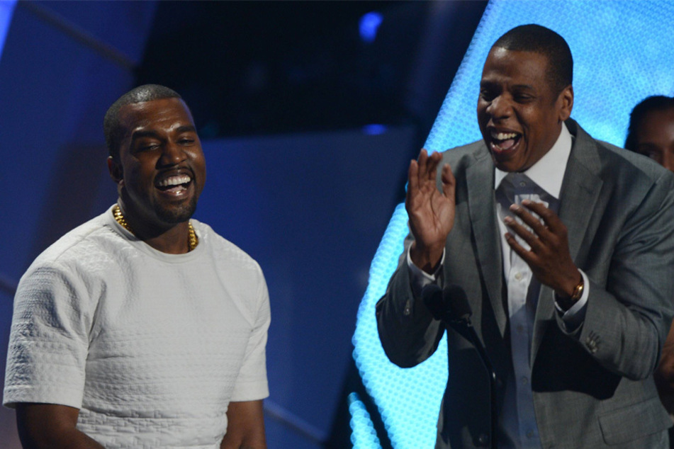 Kanye West (l.) and Jay-Z (r.) accept the Video of the Year award at the 12th annual BET Awards in Los Angeles, California on July 1, 2012.
