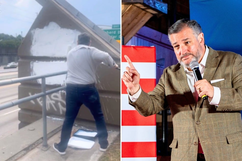 Ted Cruz paints over graffiti insulting Charlie Kirk: "Erasing evil"
