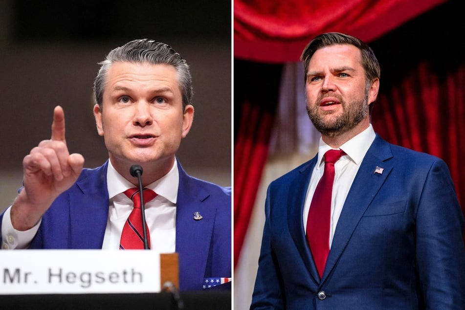 On Friday, Vice President JD Vance (r.) cast the tie-breaking Senate vote to confirm former Fox News host Pete Hegseth as defense secretary.