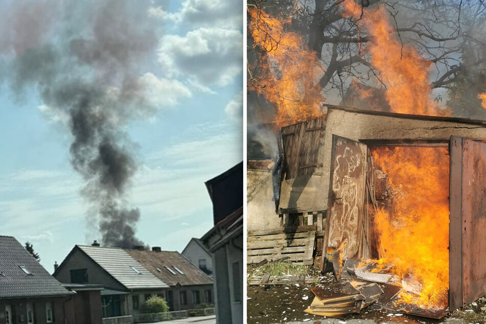 In Klötze haben Unrat sowie ein Gebäude Feuer gefangen und sorgen für dichten Rauch.